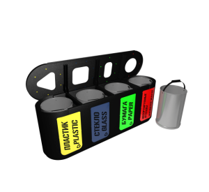 Урна для раздельного сбора мусора Город4 секции (4х21л)